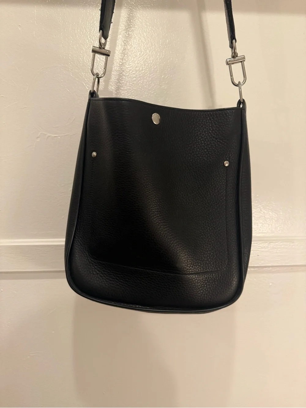 Shinola Black Pebbled Leather Shoulder Bag